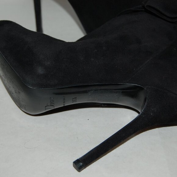 36.5/6.5❤️ CHRISTION DIOR HIGH HEEL BLACK SEUDE LEATHER ANKLE BOOTS BOOTIE… - Picture 13 of 13